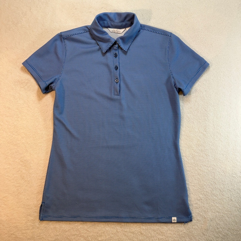 Lady Hagen Blue White Micro Pattern Short Sleeve Golf Polo Shirt Womens XS